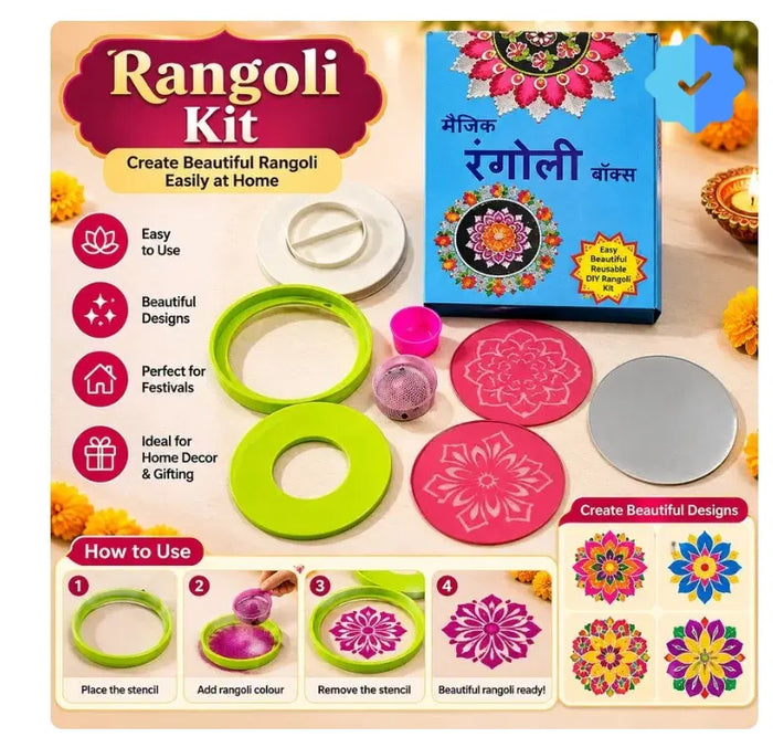 Magic Rangoli Making Kit with Stencils and Tools